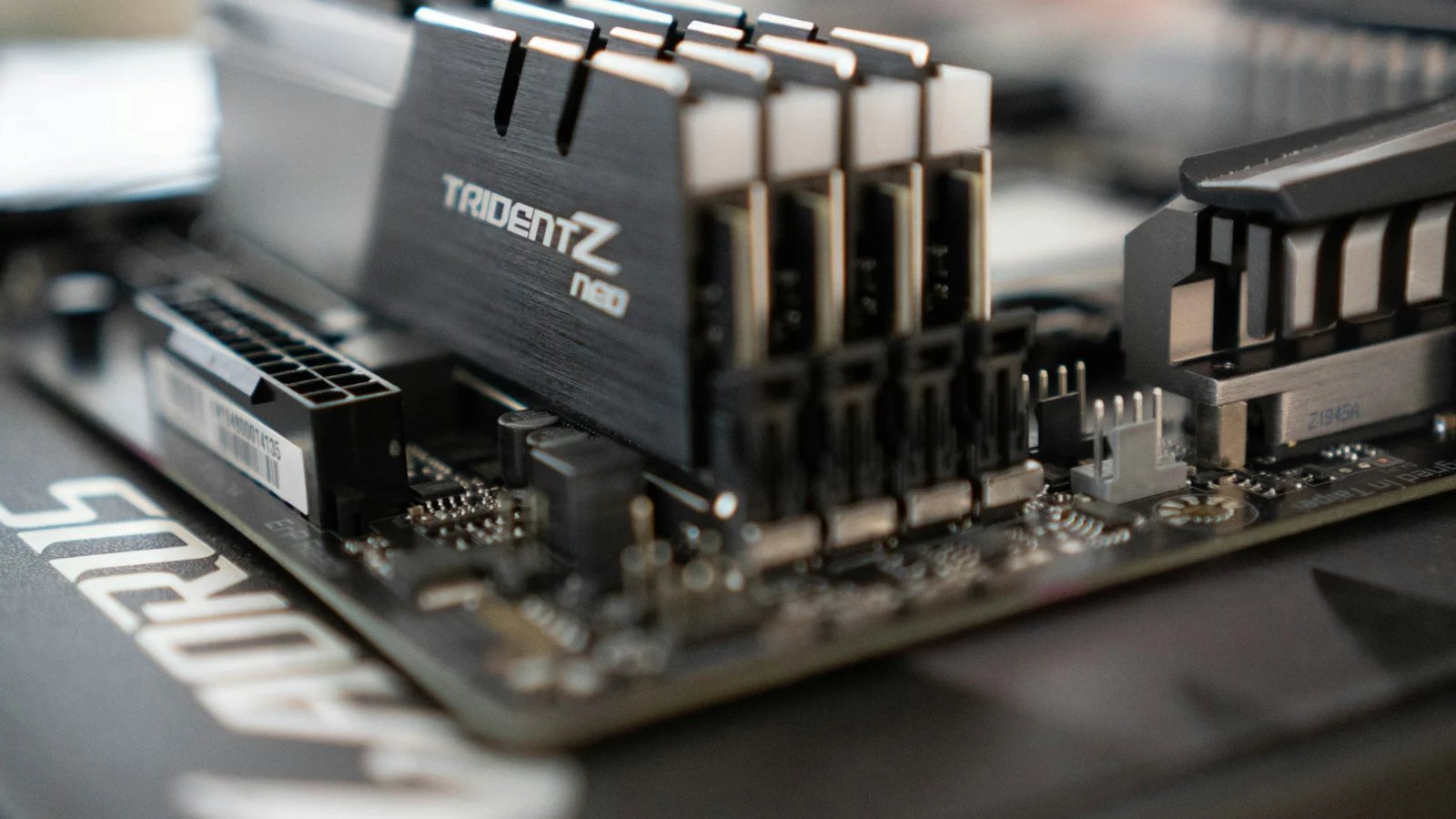 RAM modules installed in a motherboard