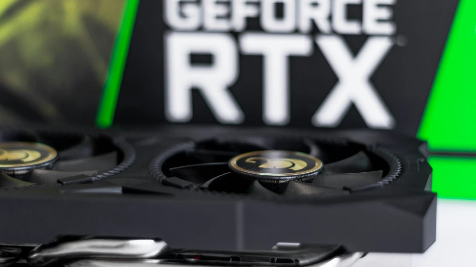 Close-up of a graphics card on a desk