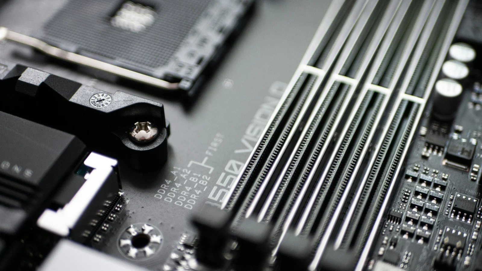 Empty RAM slots on a motherboard